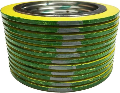 Sterling Seal 900014316GR900X12 316L Stainless Steel spiral Wound Gasket with Flexible Graphite Filler, for 14" Pipe, Pressure Class 900# (QTY: 12) , green Band with Grey Stripes (Pack of 12) in Kuwait