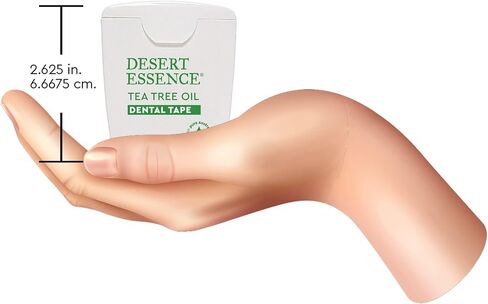 شريط أسنان بزيت شجرة الشاي من Desert Essence - 30 ياردة - عبوة من 6 قطع - مشمع طبيعي مع شمع العسل - خيط تنظيف سميك بدون شريط تمزيق - أثناء التنقل - يزيل تراكم بقايا الطعام - مطهر لم يتم الإساءة إلى الحيوانات لتصنيعه in Kuwait