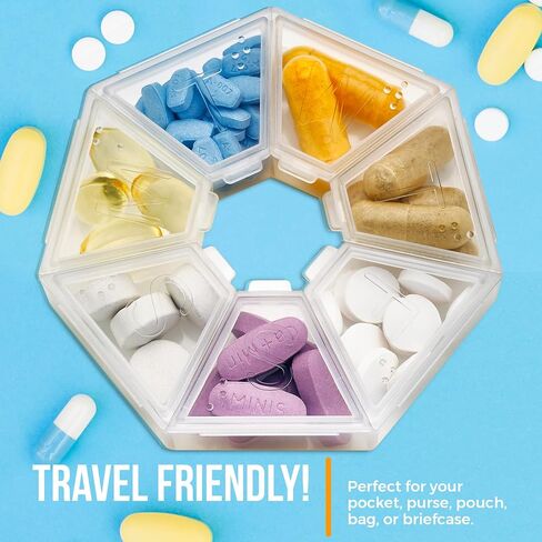 MEDca Weekly Pill Organizer Clear 7-Sided Pill Reminder, Round Shaped in Saudi Arabia