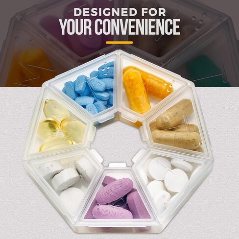 MEDca Weekly Pill Organizer Clear 7-Sided Pill Reminder, Round Shaped in Saudi Arabia