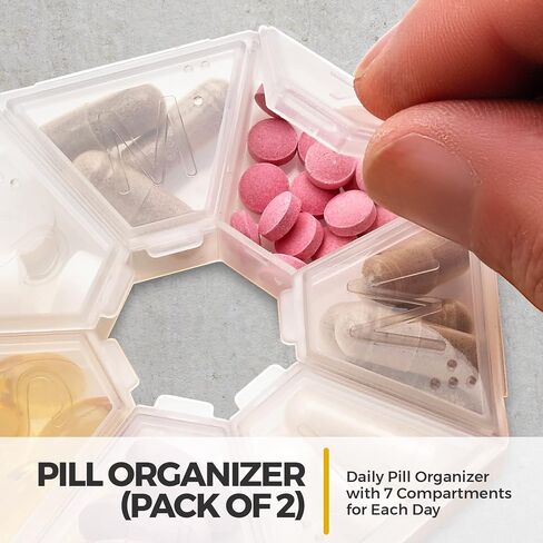 MEDca Weekly Pill Organizer Clear 7-Sided Pill Reminder, Round Shaped in Saudi Arabia