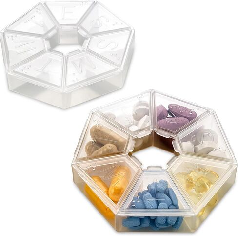 MEDca Weekly Pill Organizer Clear 7-Sided Pill Reminder, Round Shaped in Saudi Arabia