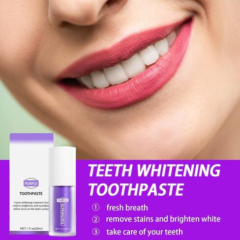 معجون أسنان أرجواني لتبييض الأسنان، جل معجون تبييض الأسنان الأرجواني للأسنان الحساسة، معجون أسنان لتنظيف الأسنان للأسنان الصفراء، مجموعة تبييض الأسنان الأرجوانية وإزالة البقع in Kuwait