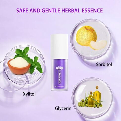 معجون أسنان أرجواني لتبييض الأسنان، جل معجون تبييض الأسنان الأرجواني للأسنان الحساسة، معجون أسنان لتنظيف الأسنان للأسنان الصفراء، مجموعة تبييض الأسنان الأرجوانية وإزالة البقع in Kuwait