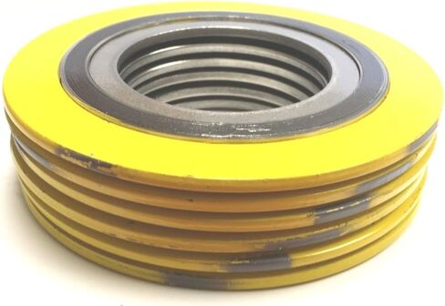 Sterling Seal 9000IR10304GR600X6 304 Stainless Steel Spiral Wound Gasket with 304SS Inner Ring and Flexible Graphite Filler, Pressure Class 600#, for 10" Pipe, Yellow with Grey Stripe (Pack of 6) in Saudi Arabia