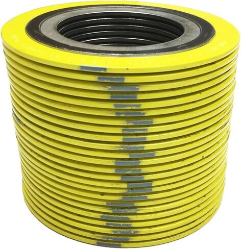 حشية جرح حلزونية من الفولاذ المقاوم للصدأ 9000IR8304GR1500X24 304 مع حلقة داخلية 304SS وحشو جرافيت مرن، فئة الضغط 1500#، لأنابيب 8 بوصات، أصفر مع شريط رمادي (عبوة من 24 قطعة) in Kuwait