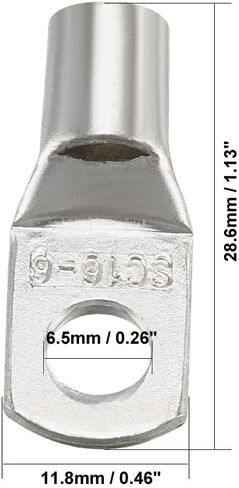 uxcell Copper Wire Lugs,10AWG SC16-6,Bolt Hole,Battery Cable Ends Eyelets Crimp Tubular Ring Terminals Connectors Silver Tone 10Pcs in Saudi Arabia