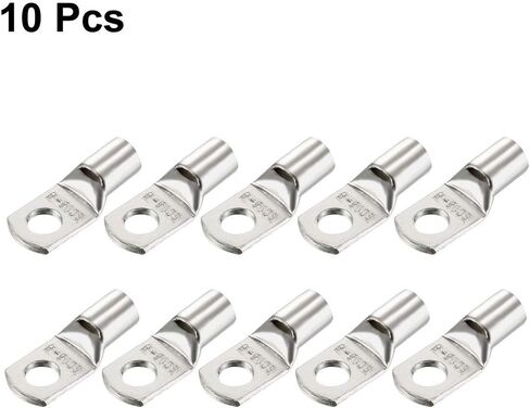 uxcell Copper Wire Lugs,10AWG SC16-6,Bolt Hole,Battery Cable Ends Eyelets Crimp Tubular Ring Terminals Connectors Silver Tone 10Pcs in Saudi Arabia
