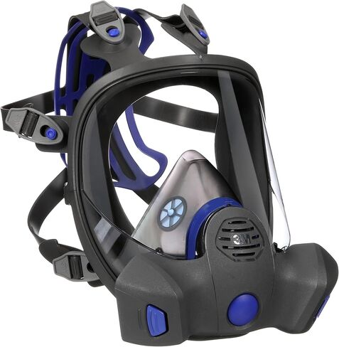 3M Secure Click Full Face Reusable Respirator with Large Lens, Speaking Diaphragm and Push Button Seal Check, FF-802, Painting, Sanding, Chemical Clean-up, Sawing, Medium in Saudi Arabia