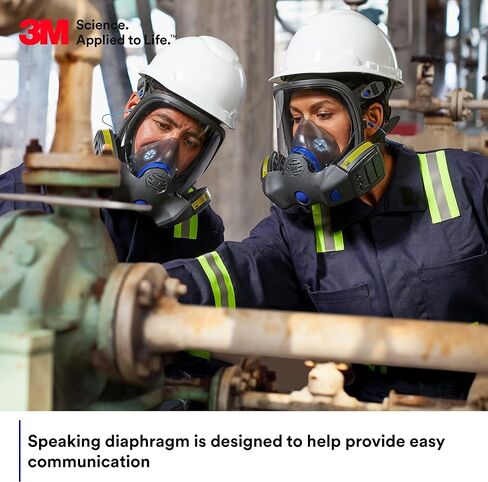 3M Secure Click Full Face Reusable Respirator with Large Lens, Speaking Diaphragm and Push Button Seal Check, FF-802, Painting, Sanding, Chemical Clean-up, Sawing, Medium in Saudi Arabia