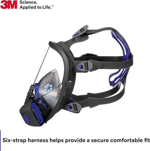 3M Secure Click Full Face Reusable Respirator with Large Lens, Speaking Diaphragm and Push Button Seal Check, FF-802, Painting, Sanding, Chemical Clean-up, Sawing, Medium in Saudi Arabia