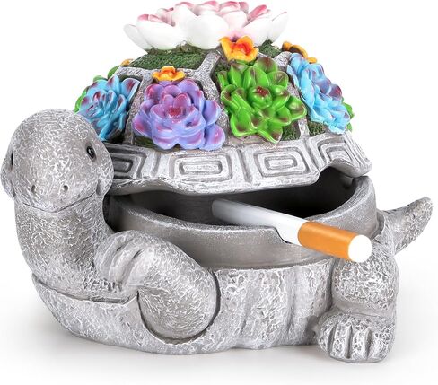 منفضة سجائر سكوتي المحمولة مع غطاء من الراتنج في الهواء الطلق منفضة سجائر مقاومة للماء، ديكور سلحفاة لطيف، منفضة سجائر بدون دخان، مكتب منزلي، فناء حديقة، شرفة، ديكور داخلي خارجي، منفضة سجائر سجائر in Kuwait