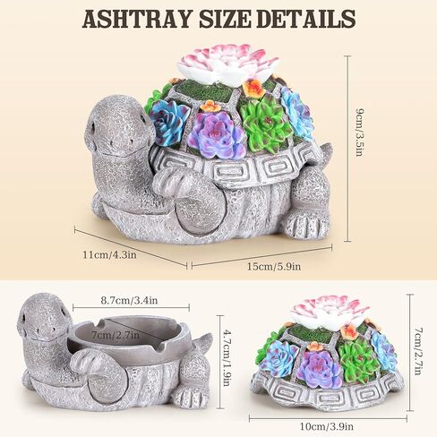 منفضة سجائر سكوتي المحمولة مع غطاء من الراتنج في الهواء الطلق منفضة سجائر مقاومة للماء، ديكور سلحفاة لطيف، منفضة سجائر بدون دخان، مكتب منزلي، فناء حديقة، شرفة، ديكور داخلي خارجي، منفضة سجائر سجائر in Kuwait