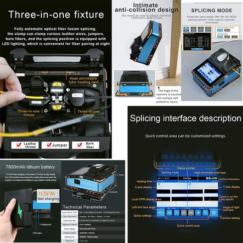 RUIASAHITE K-5 Fiber Optic Fusion Splicer with 8-Second Fusion and 18-Second Heating Fusion Splicer with VFL+OPM, 6-Motor Auto Focus in Saudi Arabia