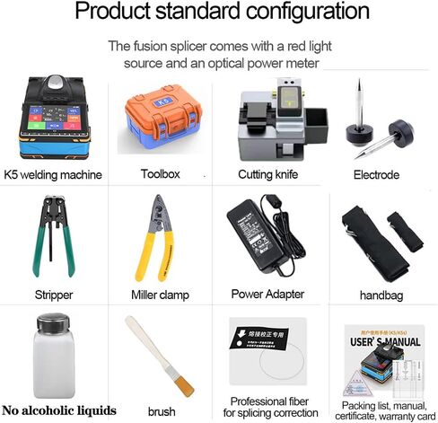 RUIASAHITE K-5 Fiber Optic Fusion Splicer with 8-Second Fusion and 18-Second Heating Fusion Splicer with VFL+OPM, 6-Motor Auto Focus in Saudi Arabia