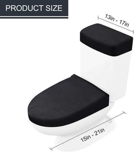 4PCS Toilet Lid Cover and Toilet Tank Cover, Stretch Toilet Lid Covers for Most Size Toilet Lids, Black and Light Gray in Saudi Arabia