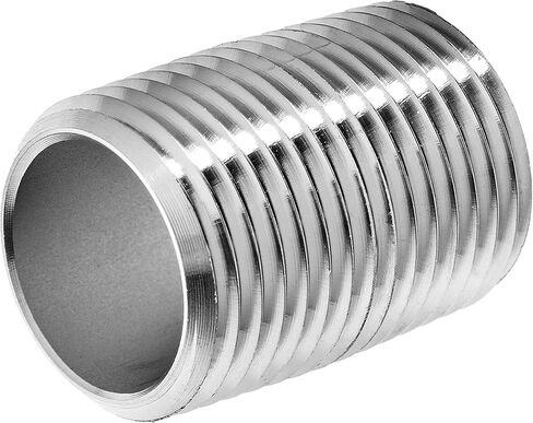 USA SEALING ZUSA-PF-905 304 جدول من الفولاذ المقاوم للصدأ 40 حلمة مغلقة ملولبة بالكامل، 1/8 بوصة NPT، طول 3/4 بوصة in Kuwait