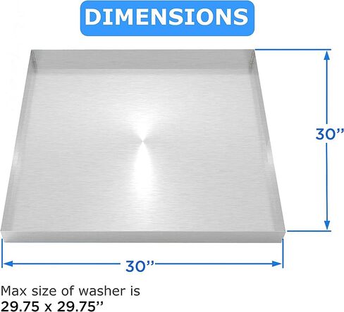 27" x 25" 2.5" Heavy Duty Washer Machine Drain Pan, Stainless Steel Fine (No Hole) in Kuwait