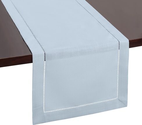 مفرش طاولة الخريف من Brio Trends، مفرش طاولة ذو خياطة زرقاء مغبرة مثالي لديكور المزرعة - مفرش طاولة أزرق فاتح مثالي لديكور المطبخ الأزرق - Camino De Mesa Azul - (طوله 14 × 54 بوصة) in Kuwait