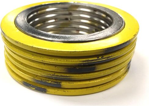 Sterling Seal 90003304GR1500X6 304 Stainless Steel Spiral Wound Gasket with Flexible Graphite Filler, Pressure Class 1500#, 3" Pipe, Yellow with Grey Stripe (Pack of 6) in Kuwait