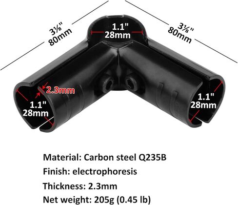 10 Pcs Three Port L Shape Lean Pipe Clamp, Fit 1.1 inch (28mm) OD Lean Tube, Thickness 2.3mm, Steel Metal 90 Degree Joint Pipe Clamp Connector, for Lean Workstation, Shelves in Saudi Arabia