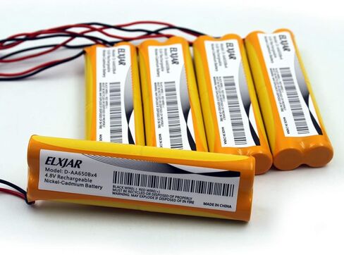 elxjar (5-Pack) 4.8V 600mAh Ni-CD Battery Pack Replacement for Unitech Dual-Lite 0120859, All Fit E1021R LITHONIA D-AA650Bx4, EJW-NI-CAD BYD D-AA650B-4 Exit Sign Emergency Light in Kuwait