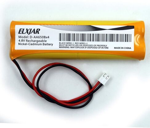 elxjar (5-Pack) 4.8V 600mAh Ni-CD Battery Pack Replacement for Unitech Dual-Lite 0120859, All Fit E1021R LITHONIA D-AA650Bx4, EJW-NI-CAD BYD D-AA650B-4 Exit Sign Emergency Light in Kuwait