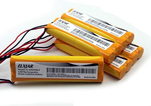 elxjar (5-Pack) 4.8V 600mAh Ni-CD Battery Pack Replacement for Unitech Dual-Lite 0120859, All Fit E1021R LITHONIA D-AA650Bx4, EJW-NI-CAD BYD D-AA650B-4 Exit Sign Emergency Light in Kuwait