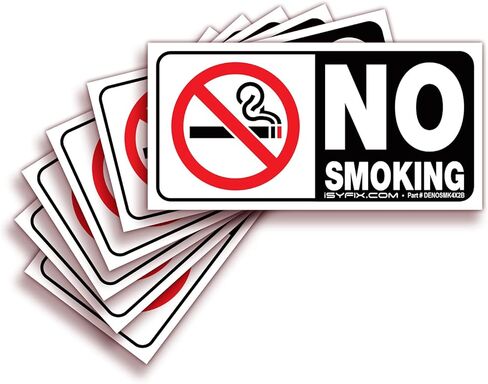 iSYFIX No Smoking Stickers Decal for Restaurants - 6 Pack 4X2 inch - Premium Self-Adhesive Vinyl Label, Laminated for UV, Weather, Water & Fade Resistance, for Home, Office, Schools, and Business in Saudi Arabia