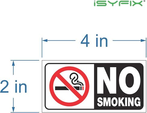 iSYFIX No Smoking Stickers Decal for Restaurants - 6 Pack 4X2 inch - Premium Self-Adhesive Vinyl Label, Laminated for UV, Weather, Water & Fade Resistance, for Home, Office, Schools, and Business in Saudi Arabia