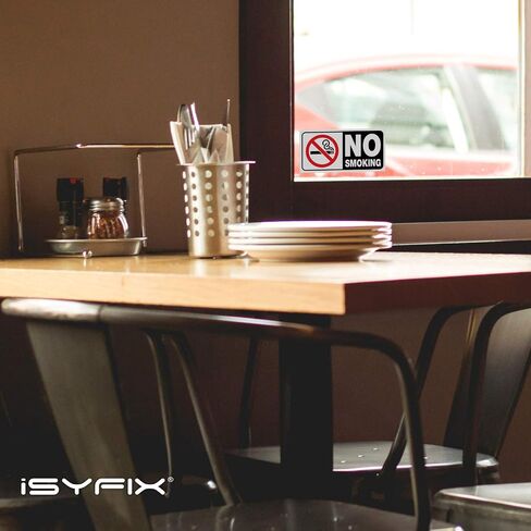 iSYFIX No Smoking Stickers Decal for Restaurants - 6 Pack 4X2 inch - Premium Self-Adhesive Vinyl Label, Laminated for UV, Weather, Water & Fade Resistance, for Home, Office, Schools, and Business in Saudi Arabia