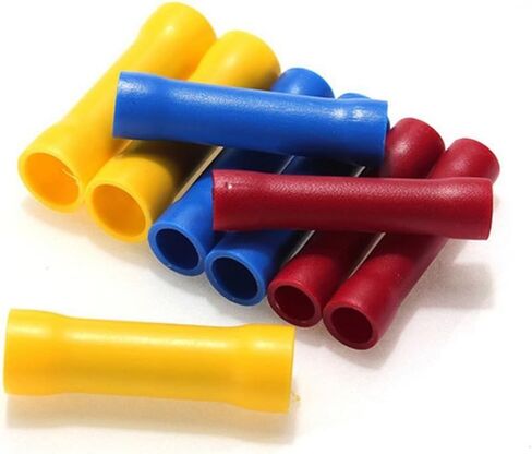 Bestgle 100pcs PVC Insulated Straight Wire Butt Splice Connectors Electrical Automotive Cable Crimp Terminals, Assorted Colors in Saudi Arabia