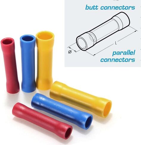 Bestgle 100pcs PVC Insulated Straight Wire Butt Splice Connectors Electrical Automotive Cable Crimp Terminals, Assorted Colors in Saudi Arabia