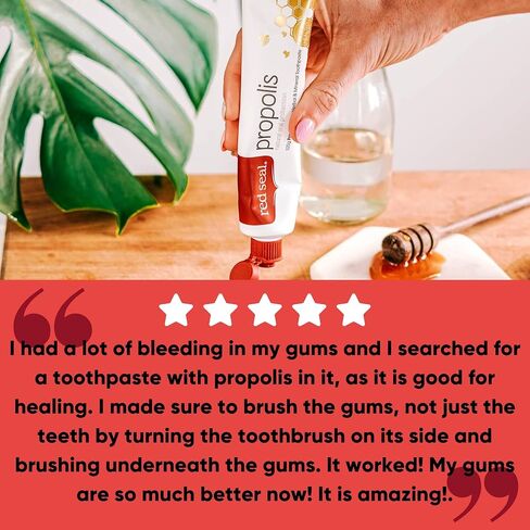 Red Seal Propolis Toothpaste – Toothpaste Made with 100% New Zealand Bee Propolis Extract, Anise, Peppermint, Eucalyptus Essential Oils - No Fluoride, No Preservatives, No Artificial Flavors or Colors in Saudi Arabia