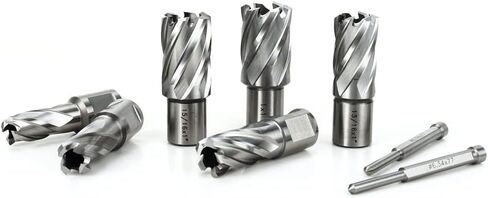 قواطع حلقية من OSCARBIDE 8 قطع/مجموعة، ساق ويلدون 3/4 بوصة، عمق القطع 1 بوصة، 9/16، 5/8، 11/16، 13/16، 15/16، قطر القطع 1 بوصة، لقم ثقب ماج للمغناطيس مكبس الحفر مع 2 قطعة من الدبابيس التجريبية in Kuwait