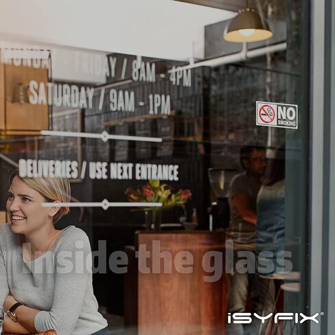 ملصقات iSYFIX ممنوع التدخين شكرًا لك للنوافذ الداخلية - 6 عبوات مقاس 4x2 بوصة - ملصقات فينيل فاخرة، مغلفة للأشعة فوق البنفسجية والطقس والماء ومقاومة البهتان للأعمال والمدارس والمتاجر والمكاتب in Kuwait