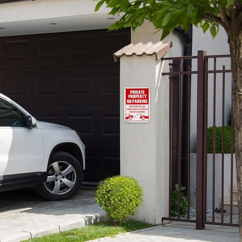 8 قطع من لافتات عدم وقوف السيارات 14 × 10 انش لافتة معدنية من الالومنيوم للممتلكات الخاصة للممر في الاماكن المغلقة والمفتوحة مقاومة للطقس ومقاومة للصدا in Kuwait