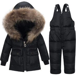 Evelin LEE Toddler Boys Girls Two Piece Winter Hooded Snowsuit Jacket & Bib Pants Outfits in Kuwait
