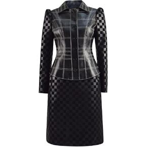 Womens Cruella Cosplay Costume Black Jacket Dress Full Set Halloween Uniform in Saudi Arabia