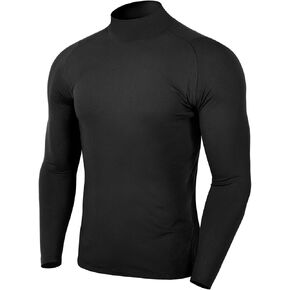 Mens Mock Neck Long Sleeve Light Compression Shirts for Workout Running Thermal Athletic Base Layer Top