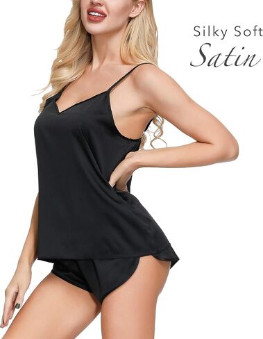 INK+IVY Women's Lingerie Woven Satin Sexy Sleepwear Tank Top and Matching Cami Short Sensual Pajamas Set, Silky Nightwear in Saudi Arabia