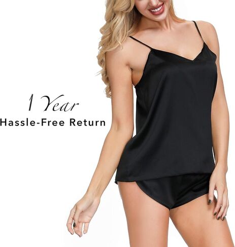 INK+IVY Women's Lingerie Woven Satin Sexy Sleepwear Tank Top and Matching Cami Short Sensual Pajamas Set, Silky Nightwear in Saudi Arabia