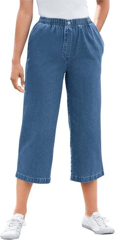 Woman Within Women's Plus Size Elastic-Waist Cotton Capri Pants in Saudi Arabia