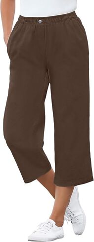 Woman Within Women's Plus Size Elastic-Waist Cotton Capri Pants in Saudi Arabia