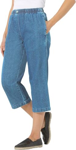 Woman Within Women's Plus Size Elastic-Waist Cotton Capri Pants in Saudi Arabia
