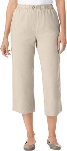 Woman Within Women's Plus Size Elastic-Waist Cotton Capri Pants in Saudi Arabia