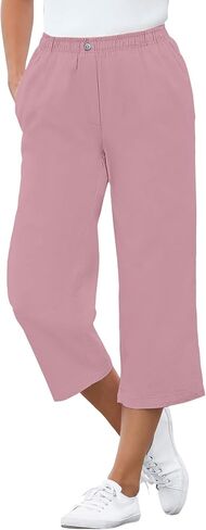Woman Within Women's Plus Size Elastic-Waist Cotton Capri Pants in Saudi Arabia