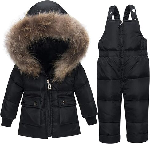 Evelin LEE Toddler Boys Girls Two Piece Winter Hooded Snowsuit Jacket & Bib Pants Outfits in Saudi Arabia