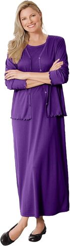 Woman Within Women's Plus Size Lettuce Trim Knit Jacket Dress in Kuwait