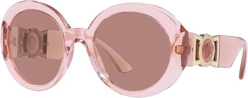 Versace Sunglasses Transparent Pink Frame, Light Brown Lenses, 55MM in Saudi Arabia